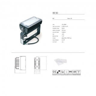 LED reflektor BE 50W 6500Lm IP65 4000K